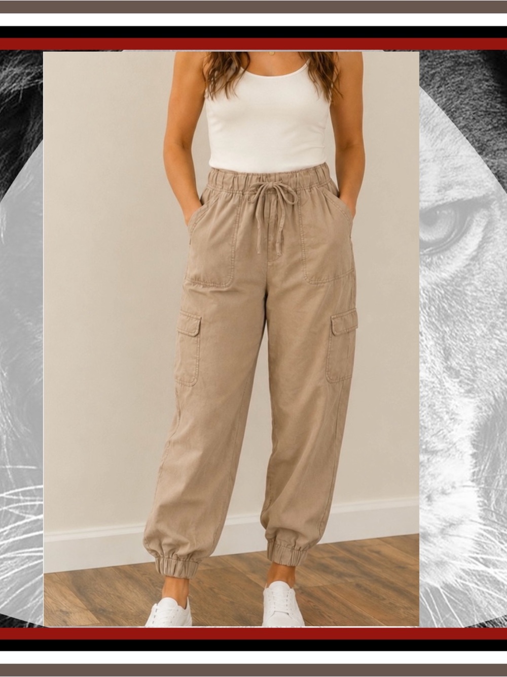 *NWT* - Thread & Supply Khaki Cargo style Jogger Ankle Pants Sz M + FGWP! - Picture 2 of 7